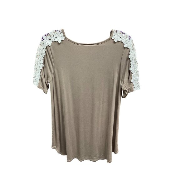 Womens 42 Pops Taupe Top With Lace Sleeve Detail - Picture 3 of 4